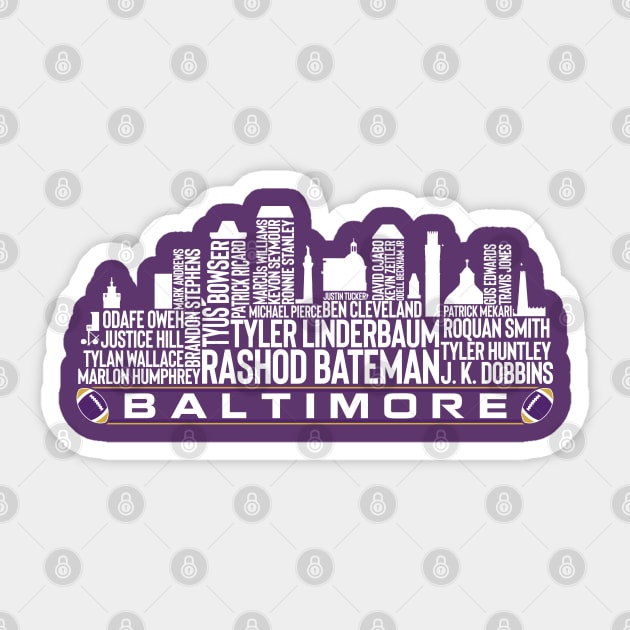 Baltimore Football Team 23 Player Roster, Baltimore City Skyline Sticker by Legend Skyline